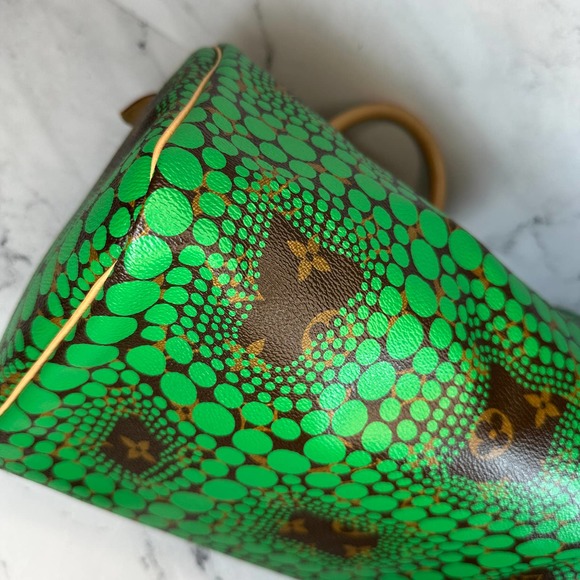 Louis Vuitton Kusama Speedy bag 30 Green dots circles Spots monogram LV Rare - Picture 12 of 15